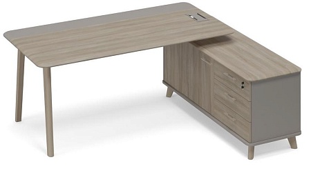 Стол руководителя комбинированный с тумбой правый (тип 1) WOOD ТМ В2 102