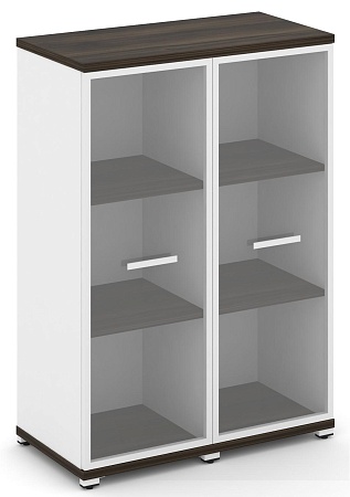 Шкаф две узкие секции, 3 ниши (2 фасада стекло прозрачное в раме, 3 ниши) CN.STU-326 RP B/W