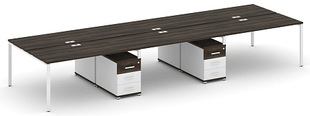 Рабочая станция на 6 мест с двумя двухсторонними опорными тумбами CN.DRS-344 B/W
