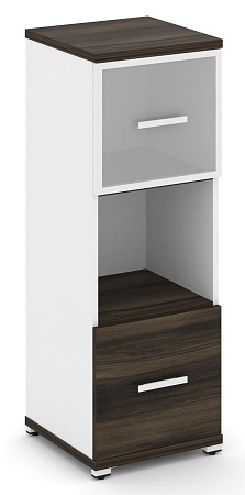 Шкаф одна узкая секция, 3 ниши (фасад ЛДСП, 1 нишу + фасад стекло белое матовое в раме, 1 ниша) CN.STU-315 RM B/W