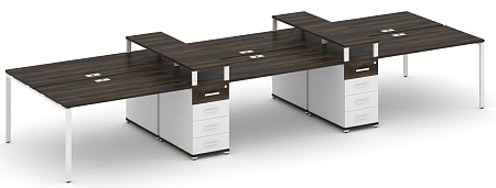 Рабочая станция на 6 мест с четыремя опорными тумбами CN.DRS-467 B/W