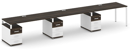 Рабочая станция на 3 места с тремя опорными тумбами CN.ORS-344 B/W