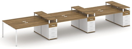 Рабочая станция на 6 мест с шестью опорными тумбами CN.DRS-476 B/W
