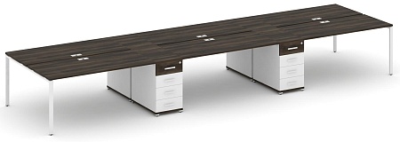 Рабочая станция на 6 мест с четыремя опорными тумбами CN.DRS-452 B/W