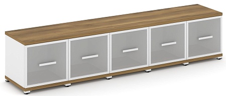 Шкаф пять узких секций, 1 ниша (5 фасадов стекло белое матовое в раме, 1 ниша) CN.STU-153 RM B/W