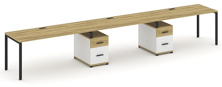 Рабочая станция на 3 места с двумя опорными тумбами CN.ORS-340 B/W
