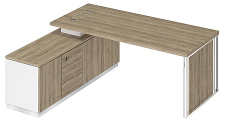 Стол руководителя на опорной тумбе с декоративной вставкой левый БР 108L