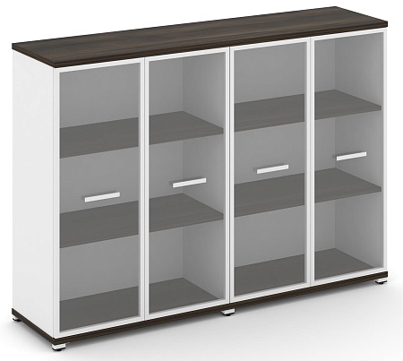 Шкаф две широкие секции, 3 ниши (4 фасада стекло прозрачное в раме, 3 ниши) CN.STS-326 RP B/W