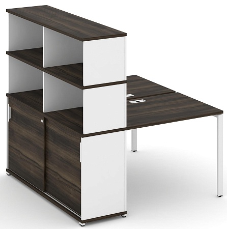 Рабочая станция с опорным шкафом купе с надставкой высокой CN.DRS-241 B/W
