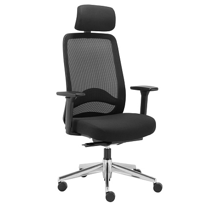 Кресло руков. с подг  AS+ ЧЕРНЫЙ-АЛЮМ Carot E Alum 3D Black headrest