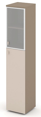 Шкаф высокий узкий правый (1 средний фасад ЛДСП + 1 низкий фасад стекло в раме) ES.SU-1.7R(R)