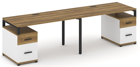 Рабочая станция на 2 места с двумя опорными тумбами CN.ORS-323 B/W