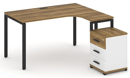 Стол эргономичный правый с опорной тумбой CN.SA-305(R) B/W