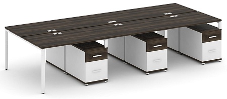 Рабочая станция на 6 мест с тремя двухсторонними опорными тумбами CN.DRS-354 B/W