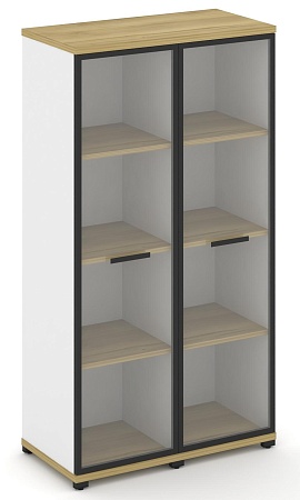 Шкаф две узкие секции, 4 ниши (2 фасада стекло прозрачное в раме, 4 ниши) CN.STU-426 RP B/W