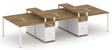 Рабочая станция на 6 мест с четыремя опорными тумбами CN.DRS-469 B/W