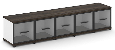 Шкаф пять узких секций, 1 ниша (5 фасадов стекло прозрачное в раме, 1 ниша) CN.STU-153 RP B/W