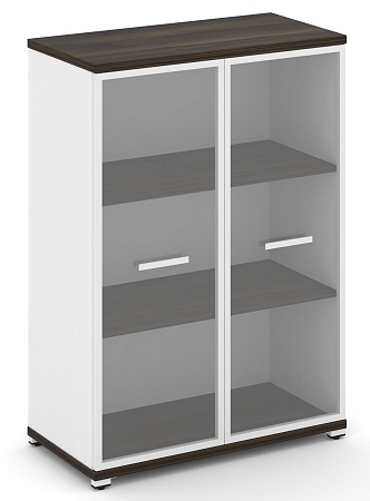 Шкаф две широкие секции, 3 ниши (2 фасада стекло прозрачное в раме, 3 ниши) CN.STS-316 RP B/W