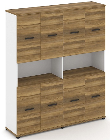 Шкаф две широкие секции, 5 ниш (4 фасада ЛДСП, 2 ниши + 4 фасада ЛДСП, 2 ниши) CN.STS-523 B/W