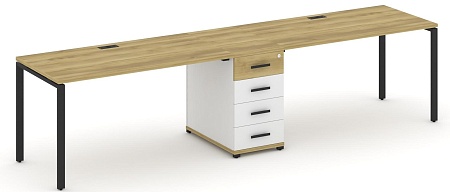 Рабочая станция на 2 места с одной опорной тумбой CN.ORS-403 B/W
