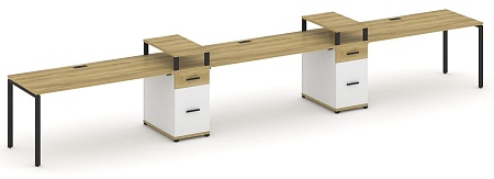 Рабочая станция на 3 места с двумя опорными тумбами CN.ORS-456 B/W