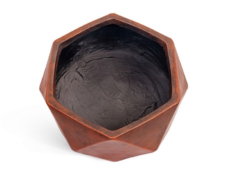 Кашпо TREEZ ERGO Rombo Низкая чаша-многогранник Состаренная медь д-58, в-28 см