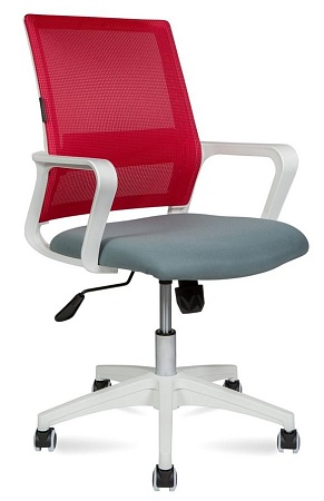 Кресло офисное Бит LB (спинка красная сетка / сидушка т. серая ткань) 815BW-AF08-T58
