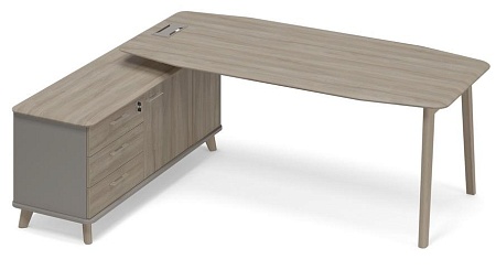 Стол руководителя левый на опорной тумбе (тип 2) WOOD ТМ В2 111