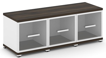 Шкаф три узкие секции, 1 ниша (3 фасада стекло прозрачное в раме, 1 ниша) CN.STU-133 RP B/W