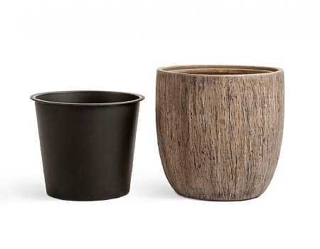 Кашпо TREEZ Effectory Wood Округлый конус Светлый дуб д-49 см, в-47 см