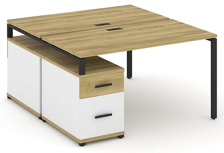 Рабочая станция на 2 места с двухсторонней опорной тумбой CN.DRS-307 B/W