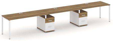 Рабочая станция на 3 места с двумя опорными тумбами CN.ORS-340 B/W