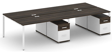 Рабочая станция на 4 места с двумя двухсторонними опорными тумбами CN.DRS-324 B/W