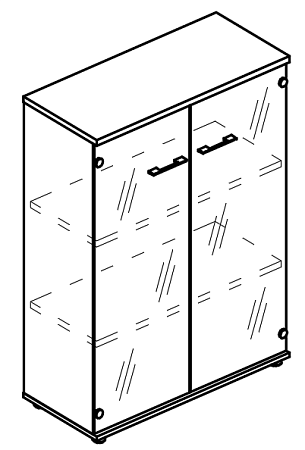 Шкаф средний со стеклянными прозрачными дверьми (топ ДСП) МР 9466