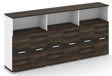 Шкаф три широкие секции, 3 ниши (6 фасадов ЛДСП, 2 ниши ) CN.STS-333 B/W