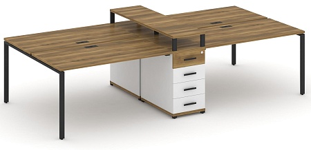 Рабочая станция на 6 мест с четыремя опорными тумбами CN.DRS-435 B/W