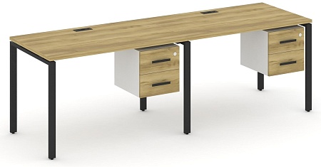 Рабочая станция односторонняя с подвесными тумбами на 2 места CN.ORS-114 B/W