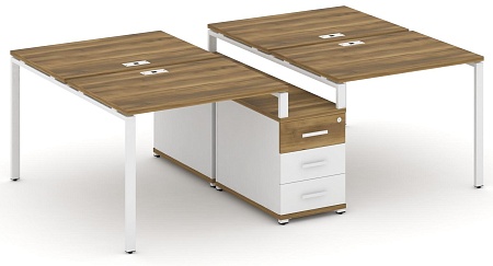 Рабочая станция на 4 места с двухсторонней опорной тумбой CN.DRS-309 B/W