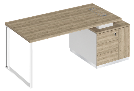 Стол руководителя на опорной тумбе правый БР 105R