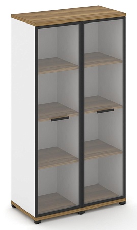 Шкаф две узкие секции, 4 ниши (2 фасада стекло прозрачное в раме, 4 ниши) CN.STU-426 RP B/W