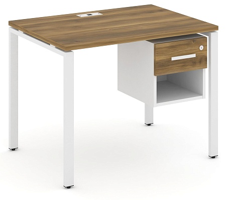 Стол рабочий с подвеснй тумбой одной открытой нишей и одним ящиком CN.SP-117 B/W
