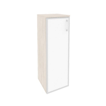 Шкаф средний узкий левый (1 средний фасад стекло лакобель в раме) O.SU-2.4R(L)white