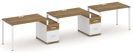 Рабочая станция на 3 места с двумя опорными тумбами CN.ORS-330 B/W