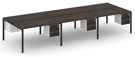 Рабочая станция двухсторонняя с подвесными тумбами на 6 мест CN.DRS-155 B/W