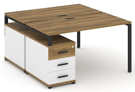 Рабочая станция на 2 места с двухсторонней опорной тумбой CN.DRS-303 B/W