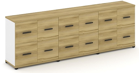 Шкаф три широкие секции, 2 ниши (6 фасадов ЛДСП, 1 ниша + 6 фасадов ЛДСП, 1 ниша) CN.STS-232 B/W