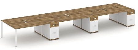 Рабочая станция на 6 мест с четыремя опорными тумбами CN.DRS-464 B/W