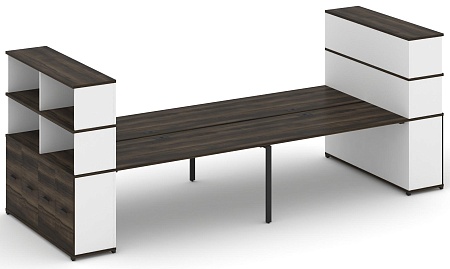 Рабочая станция с опорными распашными шкафоми с надставкой высокой CN.DRS-276 B/W