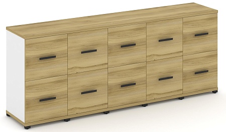 Шкаф пять узких секций, 2 ниши (5 фасадов  ЛДСП,  1 ниша + 5 фасадов ЛДСП, 1 ниша) CN.STU-252 B/W