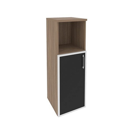 Шкаф средний узкий левый (1 низкий фасад стекло лакобель в раме) O.SU-2.2R(L)black